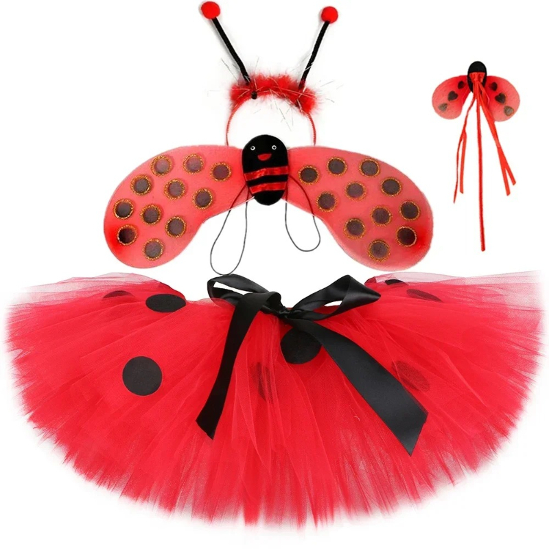 Anime Cosplay Toddler - Mädchen Marienkäfer-Tutu-Rock Rot mit Schwarzen Punkten