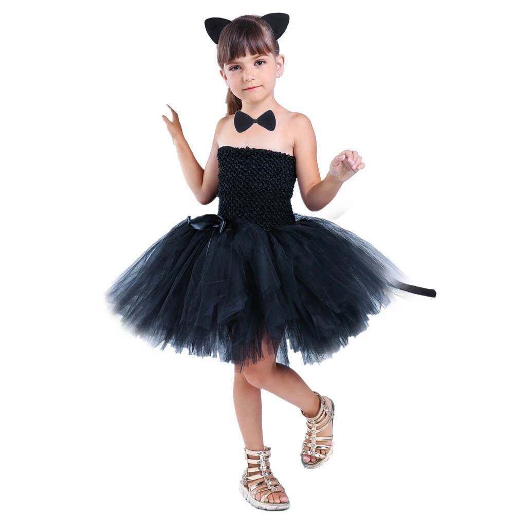 Anime Cosplay Toddler - Niedliches Schwarzes Katzen-Tutu-Kleid für Babymädchen, Geburtstagskleider