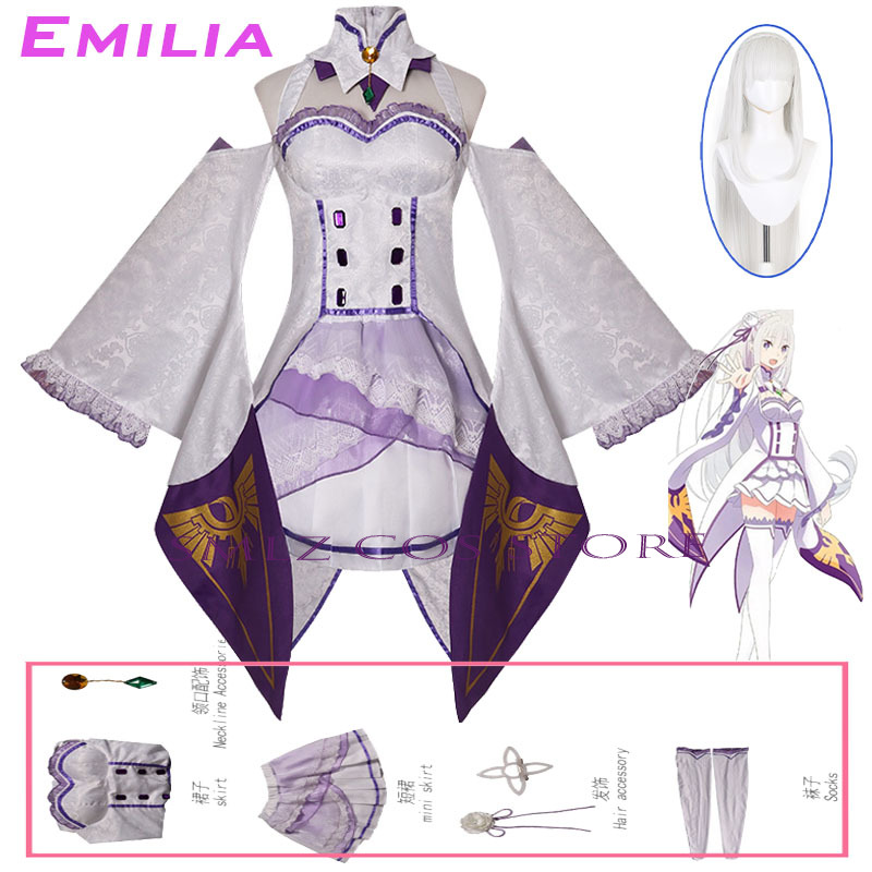 Emilia Cosplay Anime Re Zero K – Anime Cosplay Wigs Bewertung und Preis