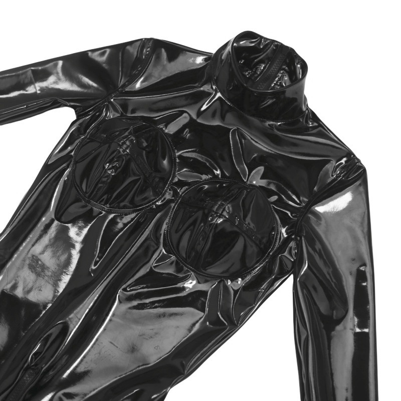 Frauen Sexy Schwarz Glänzend P – Anime Cosplay Jumpsuit Bewertung und Preis